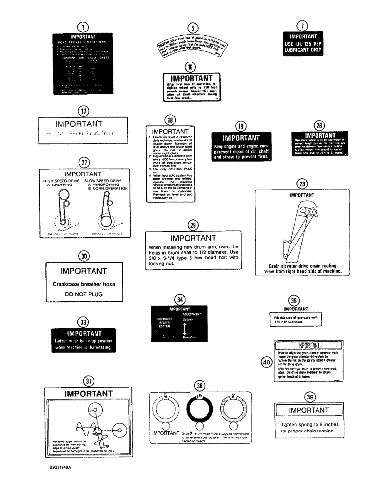 Схема запчастей Case IH 1644 - (9H-32) - DECALS, IMPORTANT INSTRUCTIONS (12) - CHASSIS