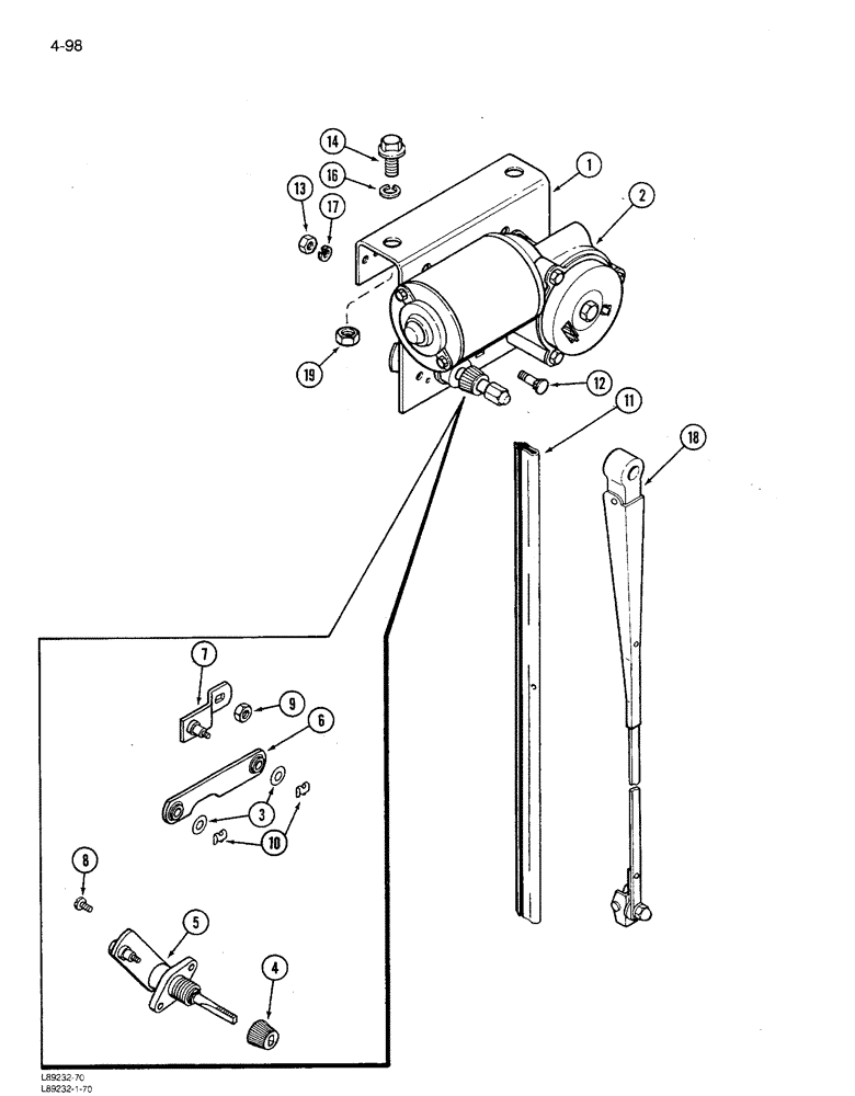 Схема запчастей Case IH 1680 - (4-098) - WINDSHIELD WIPER ASSEMBLY (06) - ELECTRICAL