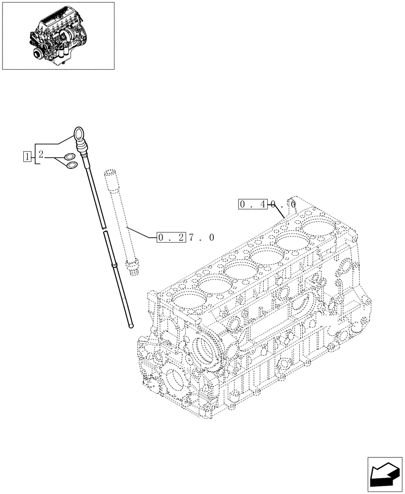 Схема запчастей Case IH F3AE0684P E906 - (0.27.1[01]) - OIL DIPSTICK (504121046) 