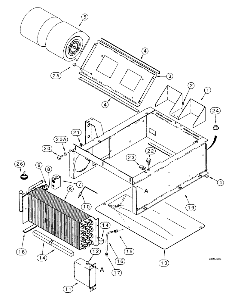 Схема запчастей Case IH 2188 - (9G-42) - HEATING AND AIR CONDITIONING SYSTEM, EVAPORATOR HEATER CORE AND BLOWER MOUNTING (10) - CAB & AIR CONDITIONING