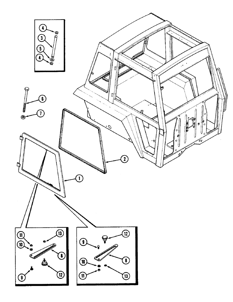 Схема запчастей Case IH 2090 - (9-566) - CAB, SIDE WINDOW (09) - CHASSIS/ATTACHMENTS