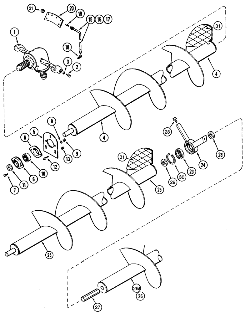 Схема запчастей Case IH 2366 - (09E-11[01]) - UNLOADER - AUGER, UPPER, BSN JJC0254999 (17) - GRAIN TANK & UNLOADER