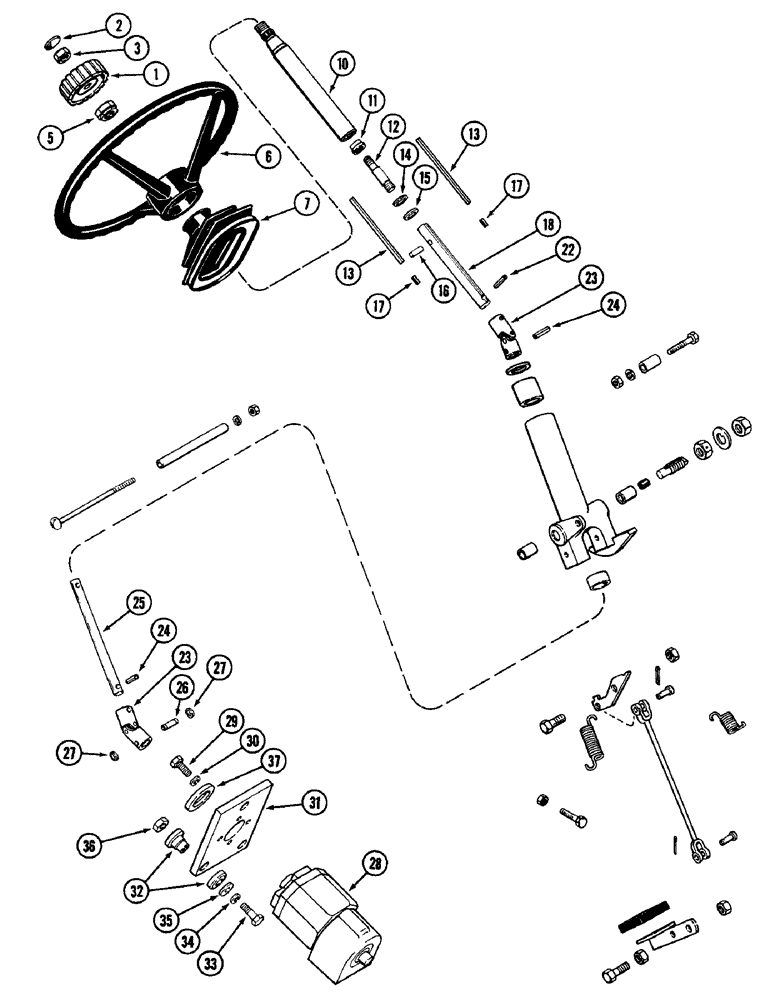 Схема запчастей Case IH 4890 - (5-130) - STANDARD STEERING WHEEL, SHAFTS AND VALVE (05) - STEERING