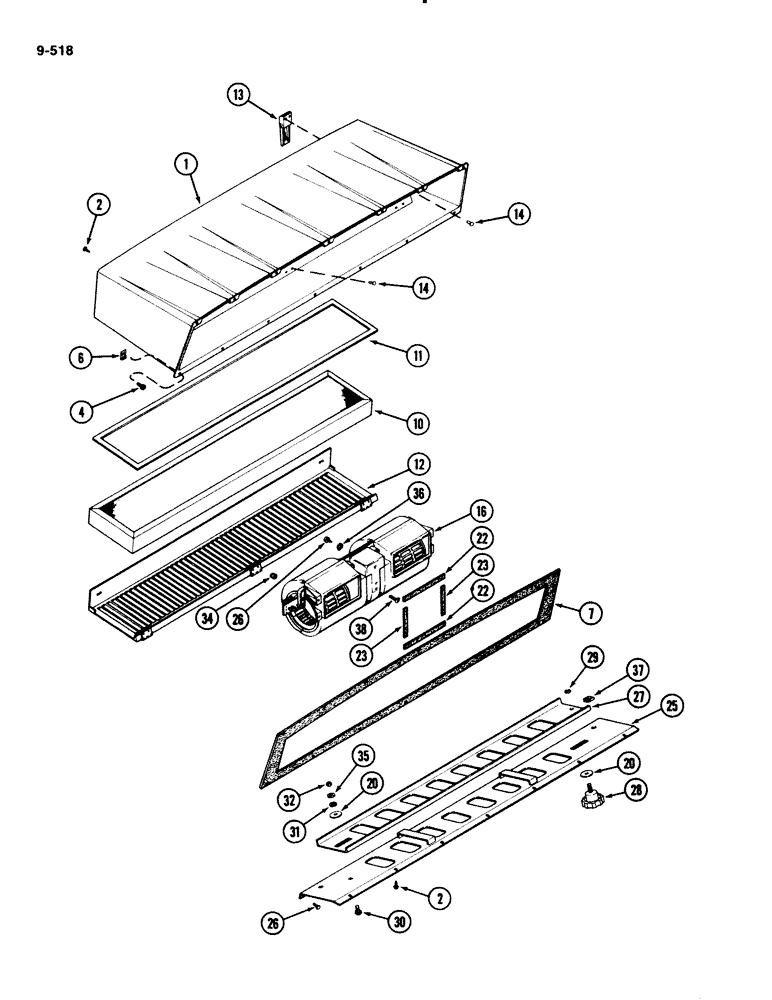 Схема запчастей Case IH 2294 - (9-518) - CAB, AIR FILTER AND BLOWER (09) - CHASSIS/ATTACHMENTS