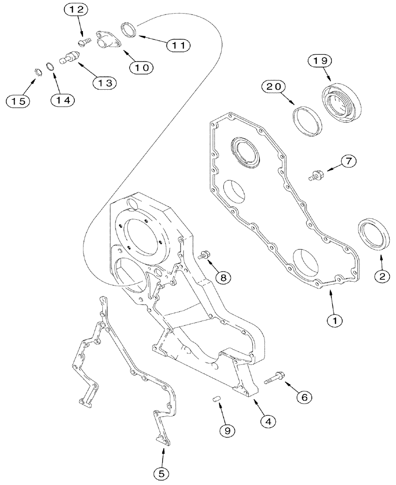 Схема запчастей Case IH SPX3310 - (03-007) - CYLINDER BLOCK FRONT COVER (01) - ENGINE