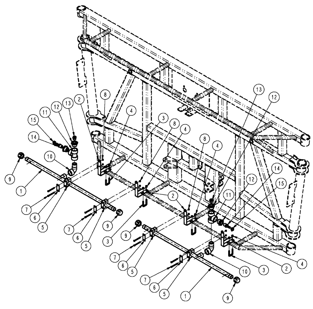 Схема запчастей Case IH SPX3320 - (09-046) - SPRAYBAR, CS, 20" OFF, 6 SECTION, LO-FLOW Liquid Plumbing