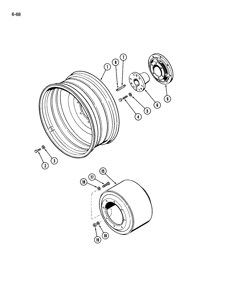 Схема запчастей Case IH 3594 - (6-068) - DUAL REAR WHEELS, STEEL WITH 42 INCH RIMS (06) - POWER TRAIN