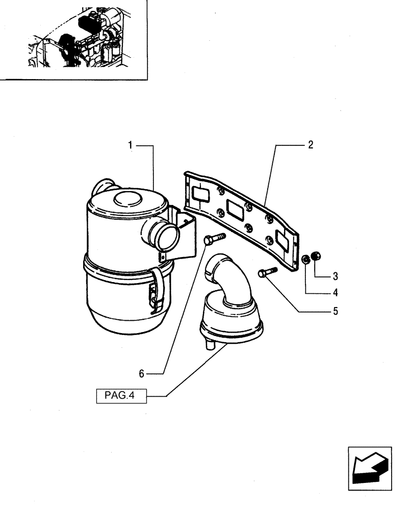 Схема запчастей Case IH JX85 - (1.19.1/01[01]) - (VAR.189) AIR FILTER - BRACKETS AND COLLARS (02) - ENGINE EQUIPMENT