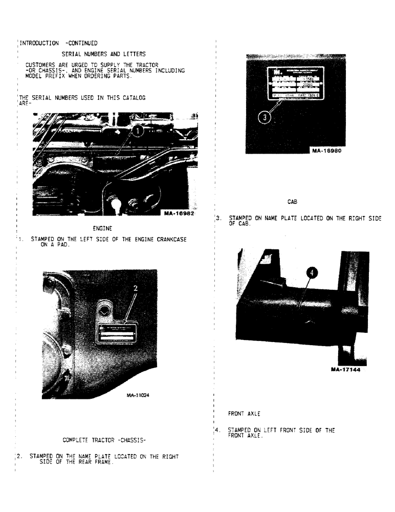 Схема запчастей Case IH 3788 - (00-07) - INTRODUCTION - SERIAL NUMBER LOCATIONS (00) - GENERAL
