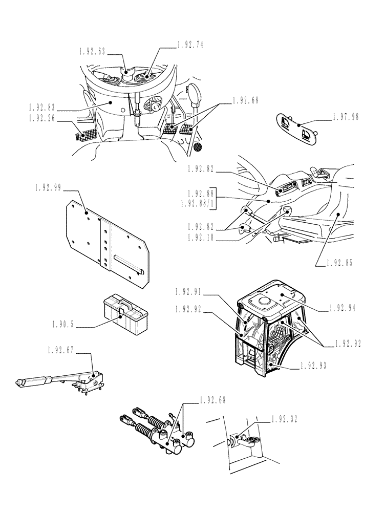 Схема запчастей Case IH JX1085C - (SEC. 10) - DRIVERS COMPARTMENT (00) - GENERAL