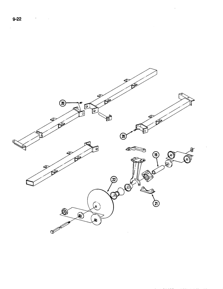 Схема запчастей Case IH 496 - (9-22) - DISC AND GANG 1-1/8 INCH SQUARE ARBOR BOLT (09) - CHASSIS/ATTACHMENTS