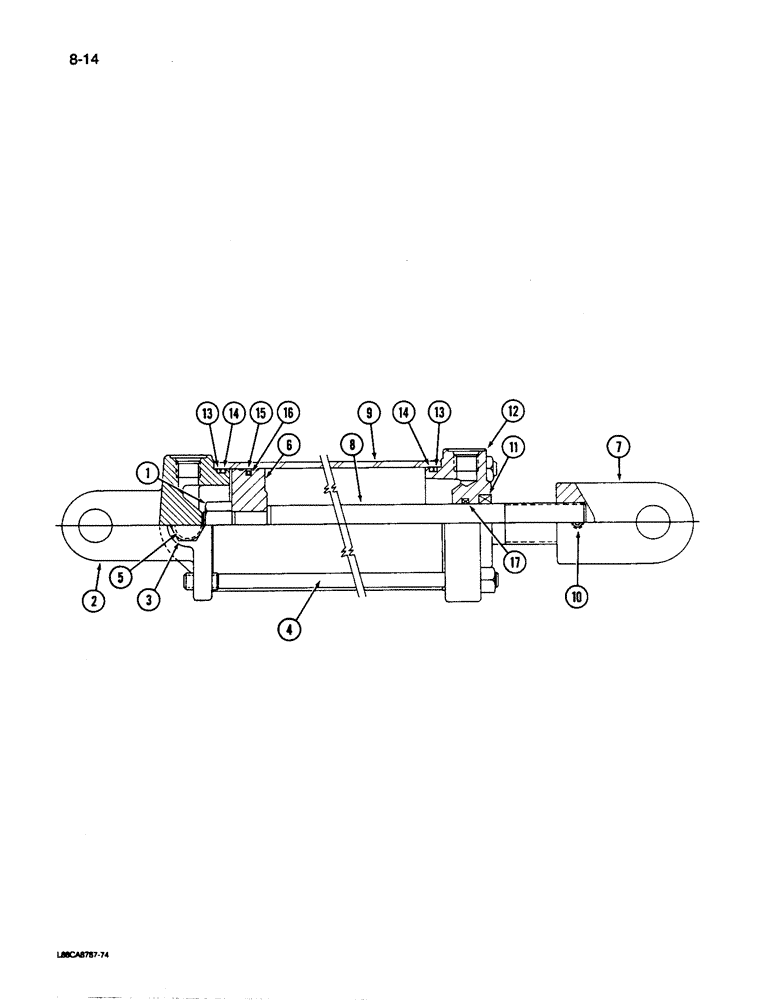 Схема запчастей Case IH 496 - (8-14) - WING FOLDING CYLINDER 3-1/2 X 16 INCH (08) - HYDRAULICS