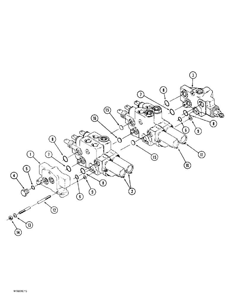 Схема запчастей Case IH 9380 QUADTRAC - (8-038) - HYDRAULIC REMOTE VALVE ASSEMBLY, P.I.N. JEE0069848 AND AFTER (08) - HYDRAULICS