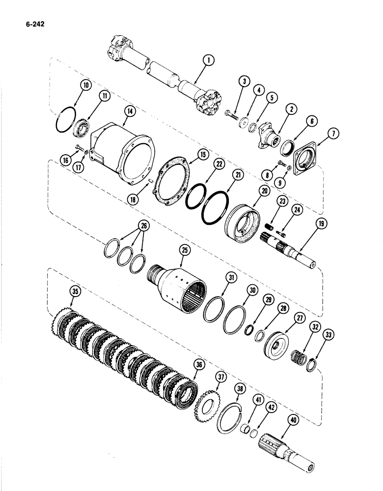 Схема запчастей Case IH 4894 - (6-242) - PTO CLUTCH AND SHAFTS (06) - POWER TRAIN