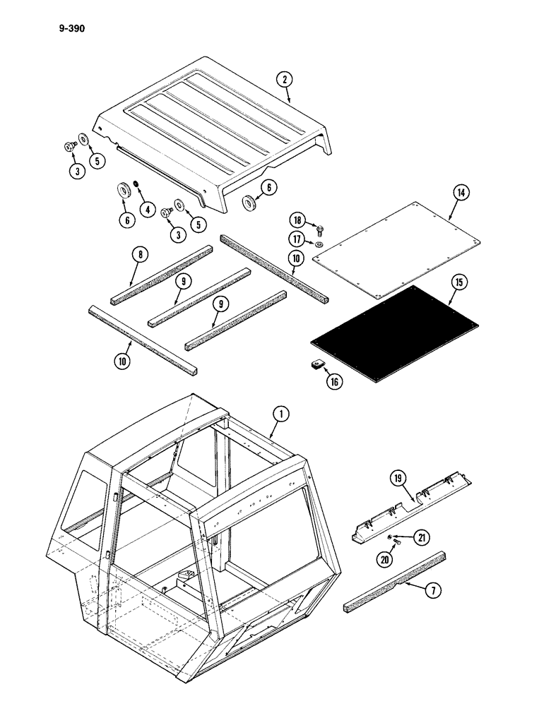 Схема запчастей Case IH 4994 - (9-390) - CAB, FRAME, ROOF CAP AND ROOF (09) - CHASSIS/ATTACHMENTS