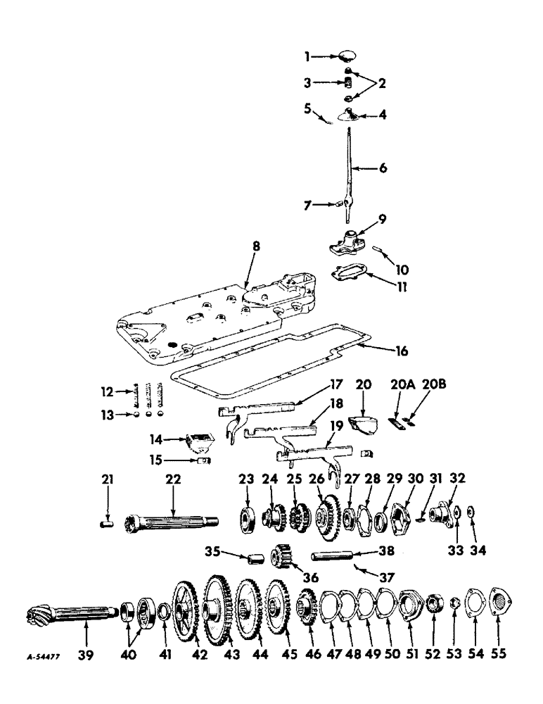 Схема запчастей Case IH 240 - (172) - CHASSIS, GEAR SHIFTER MECHANISM AND TRANSMISSION, FARMALL AND INTERNATIONAL 240 TRACTORS (12) - CHASSIS