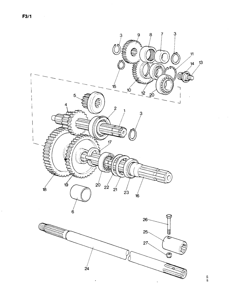 Схема запчастей Case IH 1190 - (F-03) - POWER TAKE OFF UNIT, GEARS AND SHAFTS (01) - POWER TAKE OFF