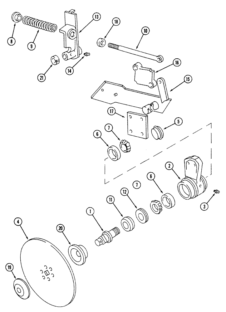 Схема запчастей Case IH 700 - (9-16) - ROLLING COLTER, CUSHION SPRING TYPE - WITH BENT STANDARD (09) - CHASSIS/ATTACHMENTS