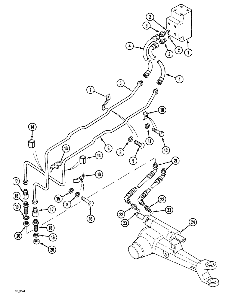 Схема запчастей Case IH 3220 - (5-010) - POWER STEERING TUBES, FRONT, MFD TRACTOR (05) - STEERING