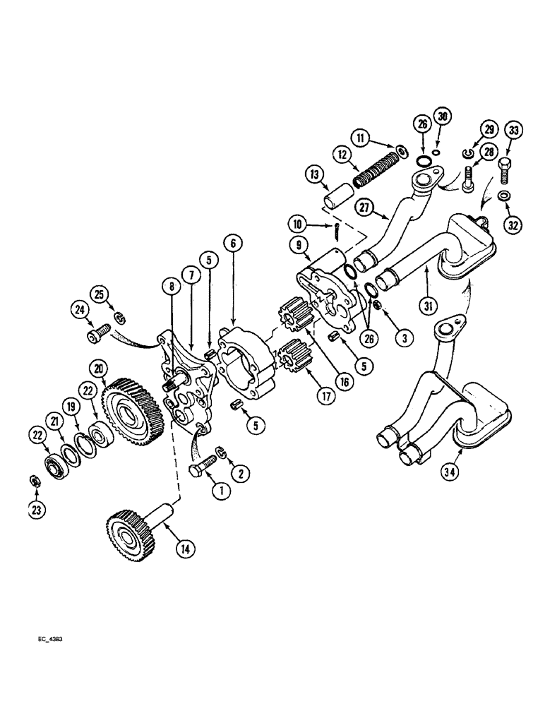 Схема запчастей Case IH 4240 - (2-72) - OIL PUMP (02) - ENGINE