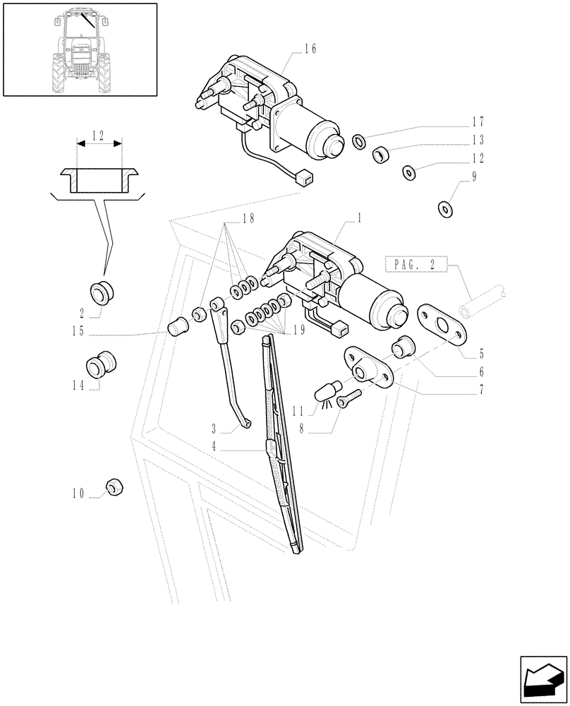 Схема запчастей Case IH JX1070C - (1.92.91[01]) - FRONT WINDSHIELD WIPER (10) - OPERATORS PLATFORM/CAB