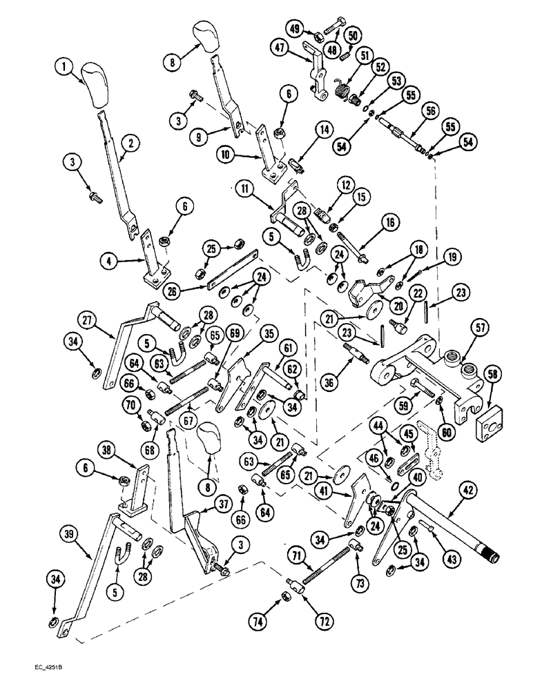 Схема запчастей Case IH 3220 - (8-058) - DRAFT CONTROL, EXTERNAL LEVERS AND LINKAGE WITH CAB (08) - HYDRAULICS