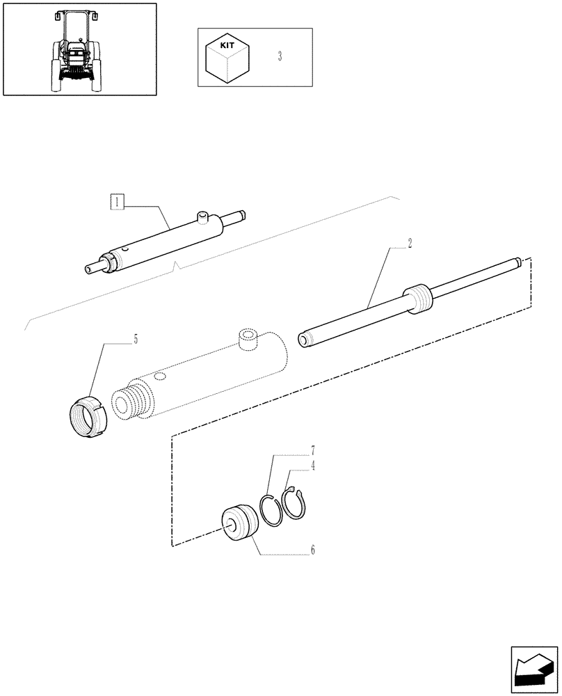 Схема запчастей Case IH JX1085C - (1.40.0/12A) - 4WD FRONT AXLE - HYDRAULIC STEERING CYLINDER - BREAKDOWN (04) - FRONT AXLE & STEERING