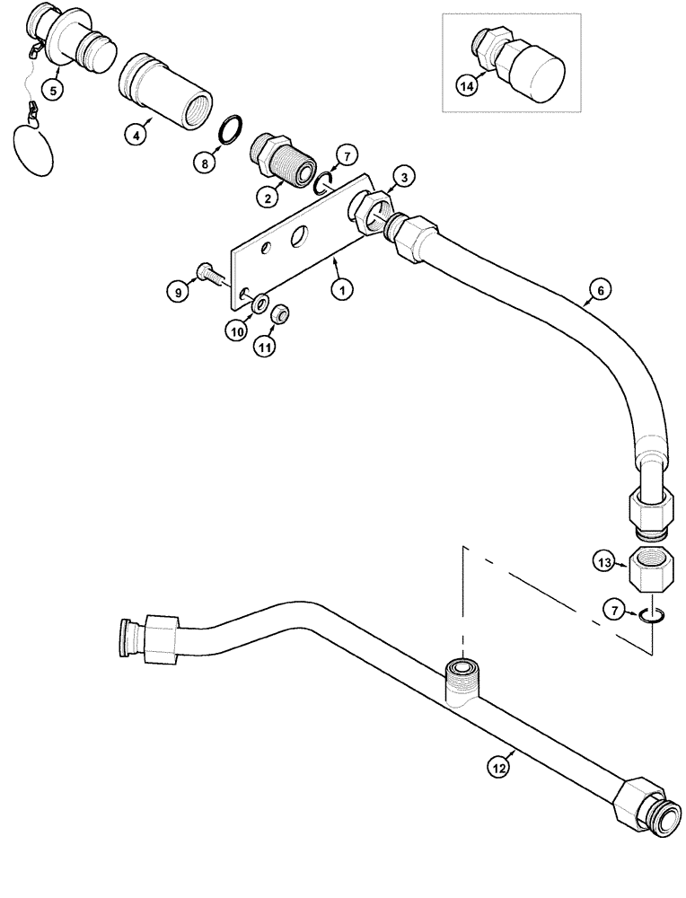 Схема запчастей Case IH MX110 - (08-12) - MOTOR RETURN COUPLER (08) - HYDRAULICS