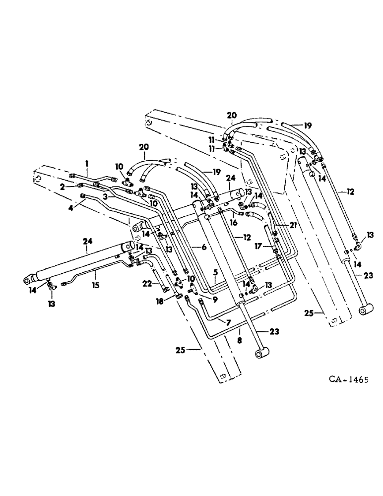 Схема запчастей Case IH 2500 - (10-29) - HYDRAULICS, LOADER CYLINDER, TUBES AND CONNECTIONS, TRACTORS BUILT PRIOR TO 1972 (07) - HYDRAULICS