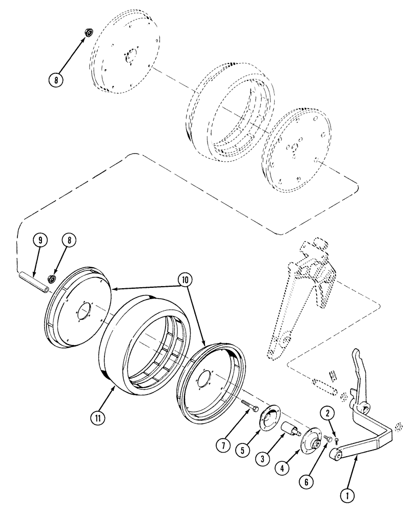 Схема запчастей Case IH 1200 - (L.10.F[10]) - DUAL GAUGE WHEEL ATTACHMENT, (BSN CBJ0001596) L - Field Processing