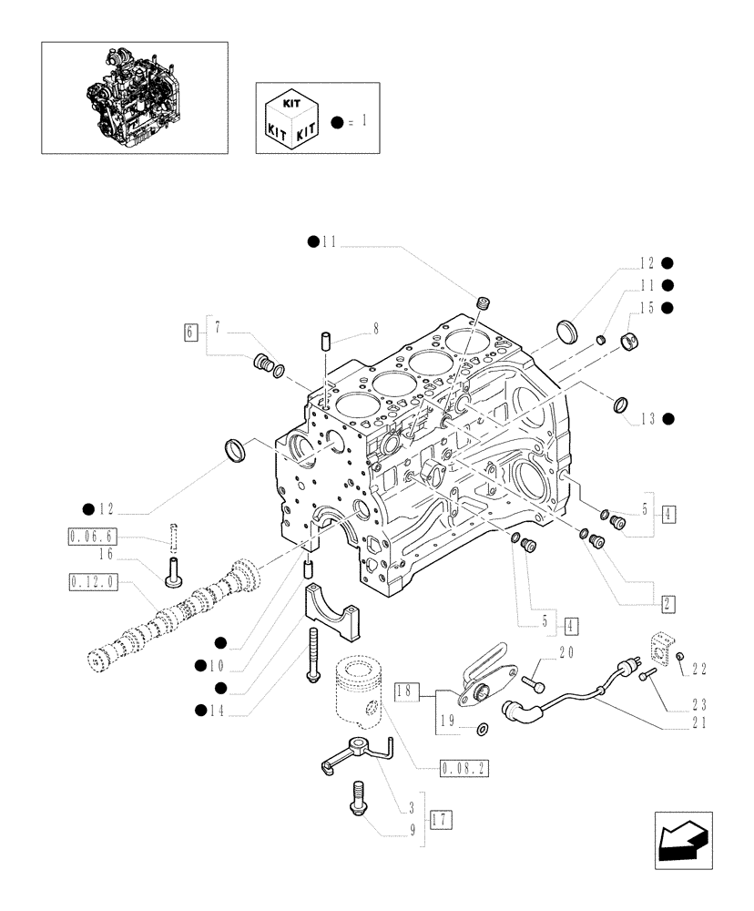 Схема запчастей Case IH JX1100U - (0.04.0/01) - CRANKCASE (01) - ENGINE