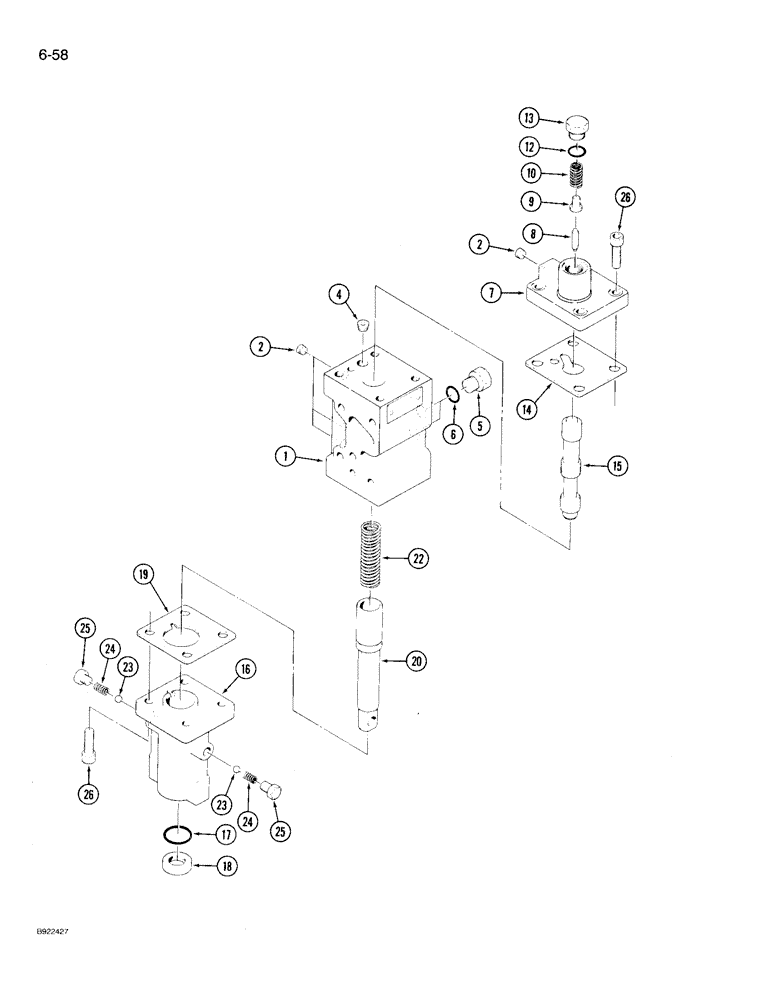 Схема запчастей Case IH 9230 - (6-058) - PTO CONTROL VALVE ASSEMBLY (06) - POWER TRAIN