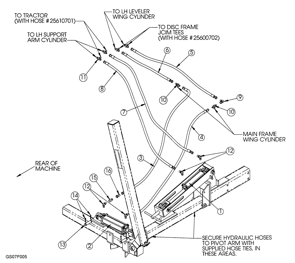 Схема запчастей Case IH 9300 - (35.100.04) - DISC LEVELER HYDRAULICS (08) - HYDRAULICS