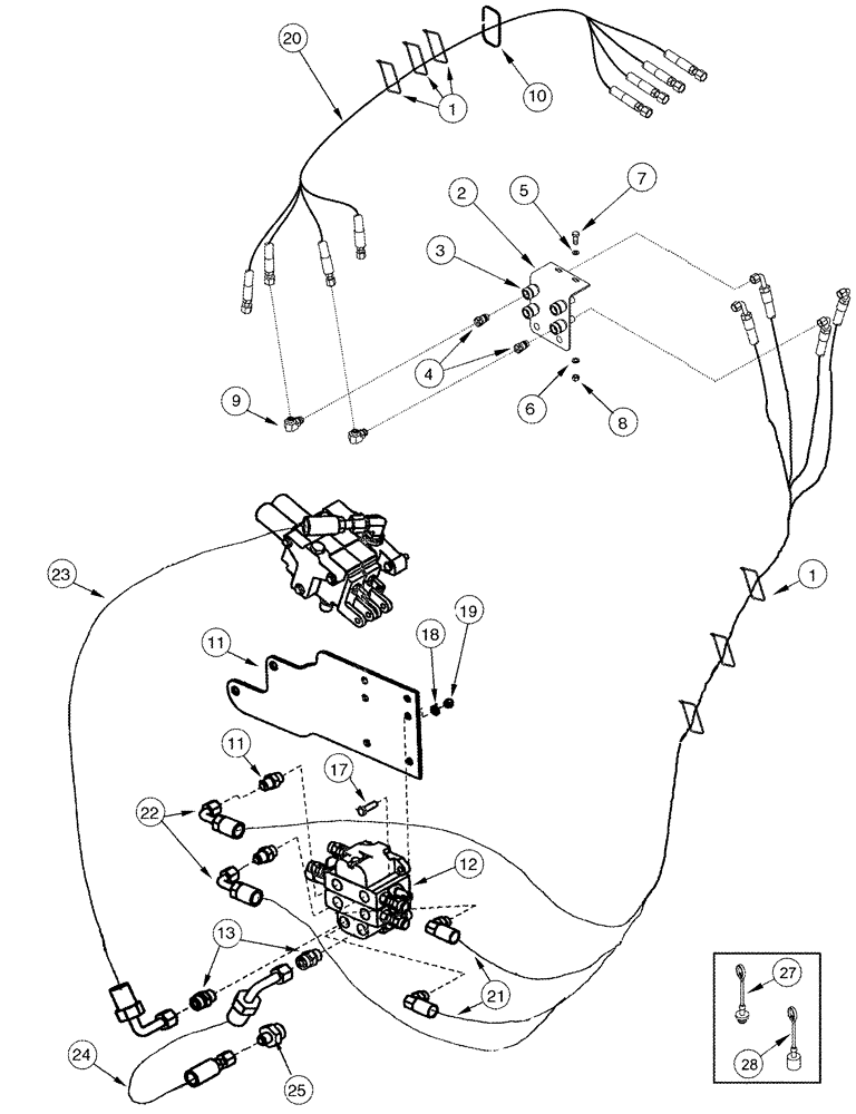 Схема запчастей Case IH L505 - (08-06) - HYDRAULICS EXTERNAL VALVE 2 Function C70 - C100 Without Self Leveling (08) - HYDRAULICS