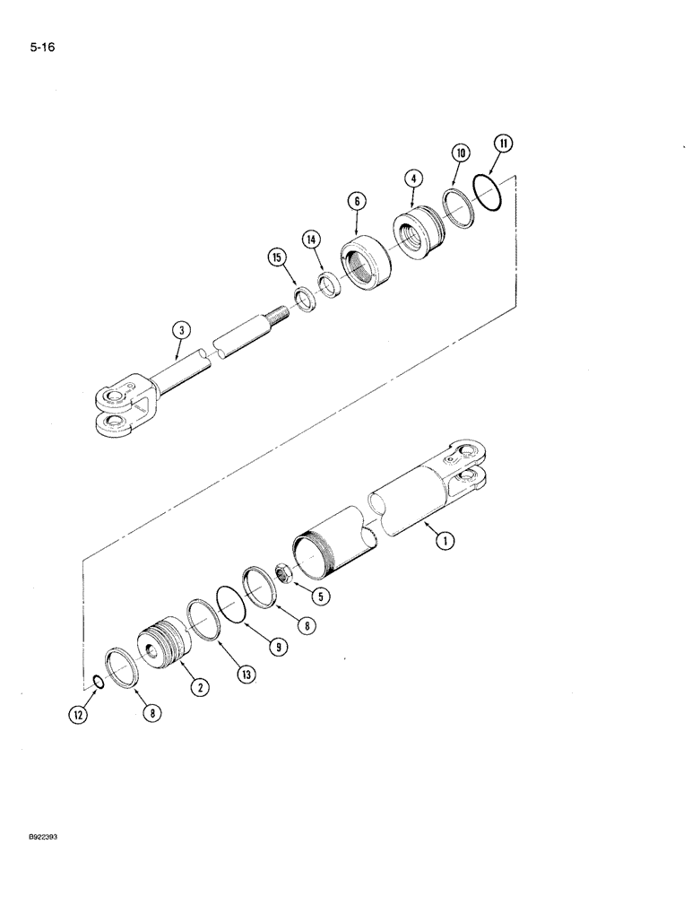 Схема запчастей Case IH 9230 - (5-016) - STEERING CYLINDER ASSEMBLY, WITHOUT STEERABLE FRONT AXLE (05) - STEERING