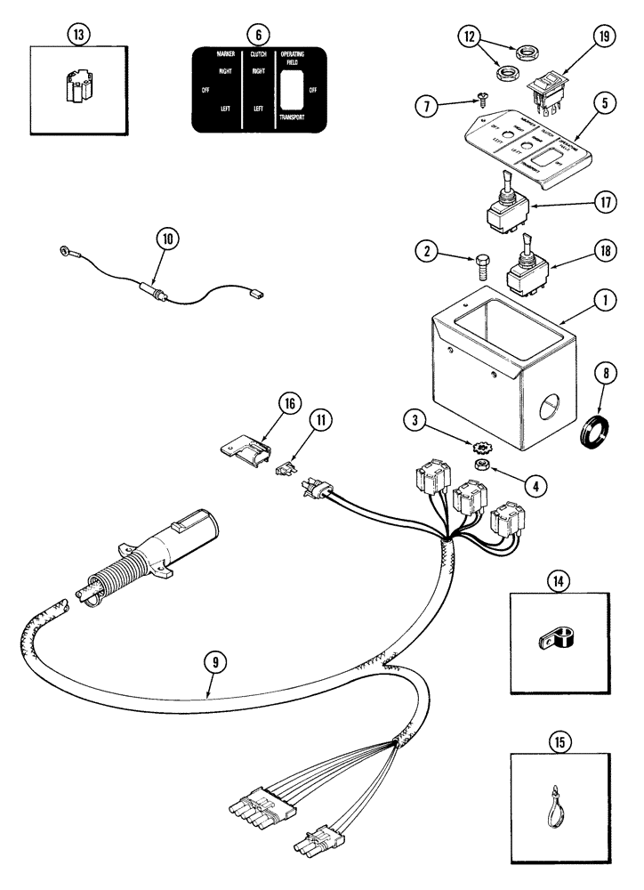 Схема запчастей Case IH 5500 - (4-14) - ELECTRICAL HARNESS - TRACTOR, ELECTRONIC SELECTOR - ASAE 279.11 TRANSPORT LIGHTING (04) - ELECTRICAL SYSTEMS