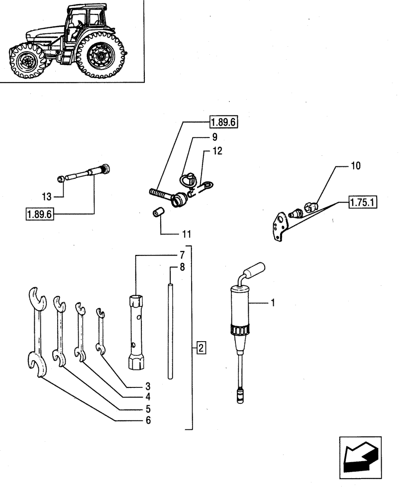 Схема запчастей Case IH JX90 - (1.99.2/01) - (VAR.996) TOOLS (10) - OPERATORS PLATFORM/CAB