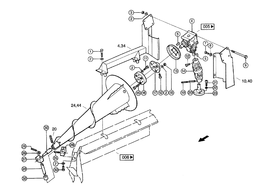 Схема запчастей Case IH 683 - (0004) - LAID MAIZE AUGER (MG6F) (58) - ATTACHMENTS/HEADERS