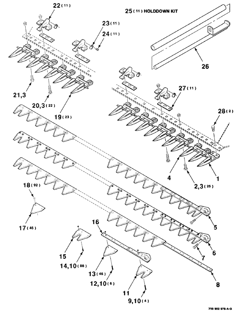 Схема запчастей Case IH 8830 - (3-02) - SICKLE AND GUARD ASSEMBLY, RANGE GUARD, 12 FOOT (09) - CHASSIS