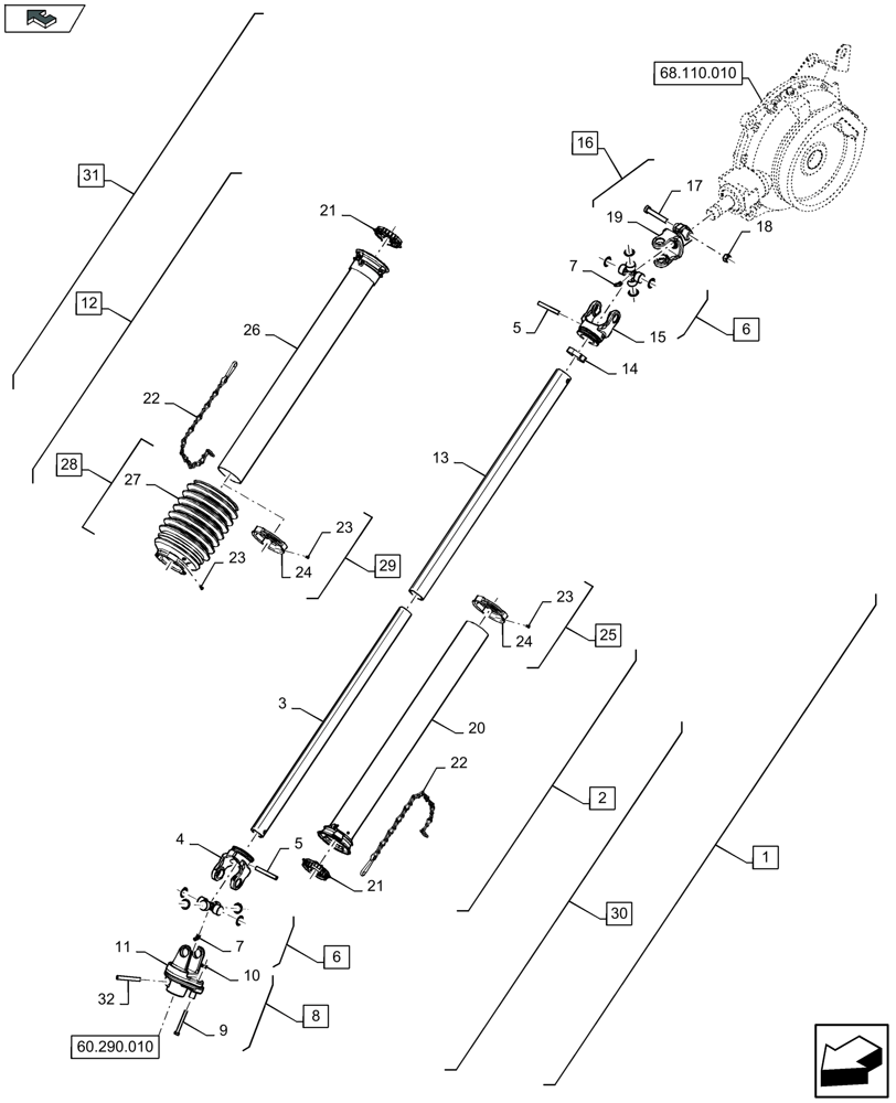 Схема запчастей Case IH LB434S - (68.100.010) - KNOTTER PTO (68) - TYING/WRAPPING