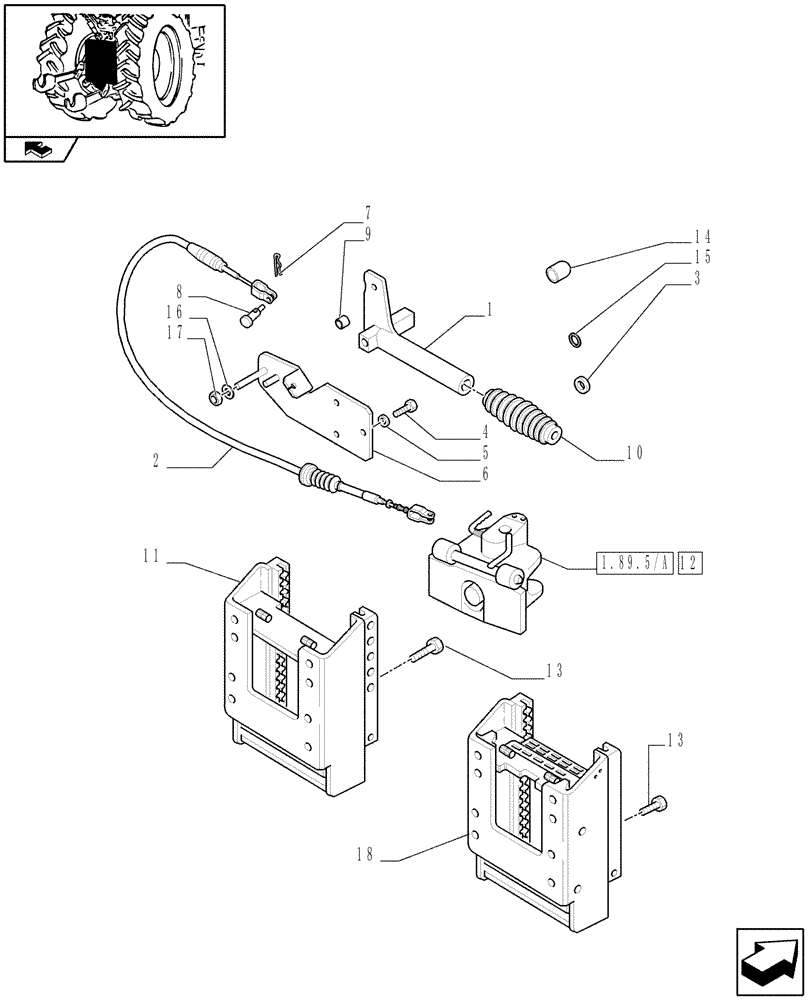 Схема запчастей Case IH PUMA 210 - (1.89.5[01]) - (VAR.897) SLIDER TOW HOOK W/AUTO SWIVEL COUPLING & CABLE, LESS SWINGING DRAWBAR - GERMAN TYPE - C6976 (09) - IMPLEMENT LIFT