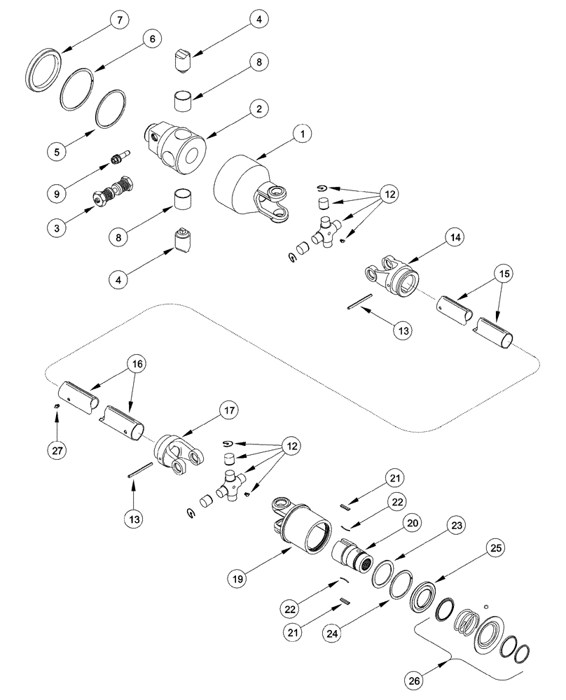 Схема запчастей Case IH CPX420 - (09A-07) - DRIVE SHAFT - MAIN DRUM, 5 ROW NARROW LEFT HAND (13) - PICKING SYSTEM