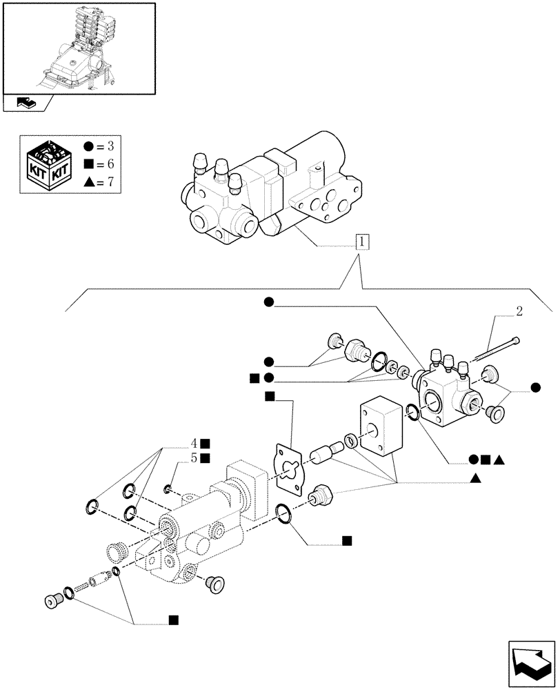 Схема запчастей Case IH MAXXUM 130 - (1.82.713/ A) - TRAILER BRAKE VALVE - BREAKDOWN (07) - HYDRAULIC SYSTEM