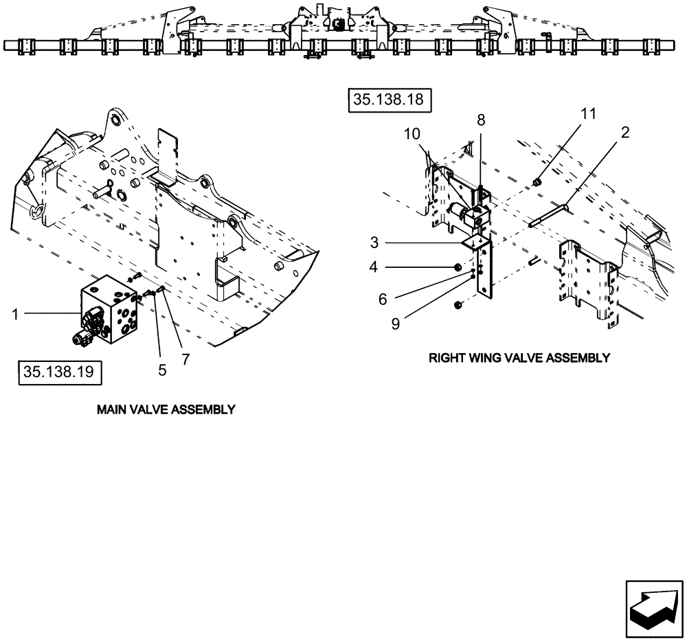 Схема запчастей Case IH 1230 - (35.138.03) - VALVE MOUNTING - 16 ROW MOUNTED STACKER VARIABLE RATE DRIVE (35) - HYDRAULIC SYSTEMS