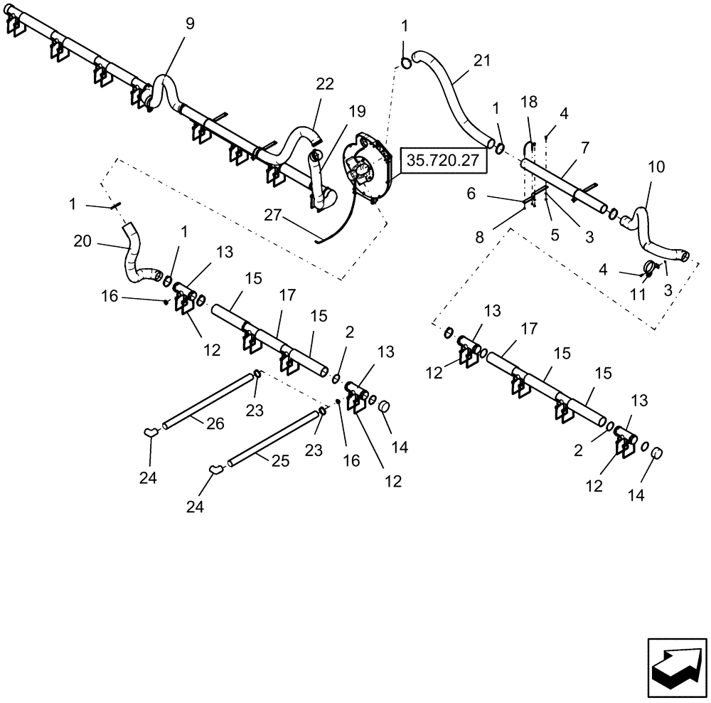 Схема запчастей Case IH 1210 - (39.110.09) - VACUUM AIR SYSTEM - 16 ROW MOUNTED STACKER (39) - FRAMES AND BALLASTING