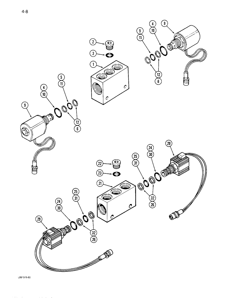 Схема запчастей Case IH 6300 - (4-08) - ROW MARKER VALVE (04) - ELECTRICAL SYSTEMS