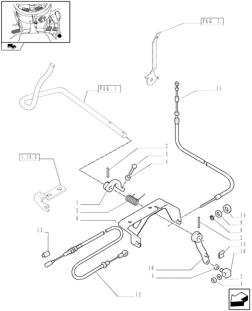 Схема запчастей Case IH FARMALL 95C - (1.92.10[02]) - THROTTLE CONTROL LINKAGE - W/CAB (10) - OPERATORS PLATFORM/CAB