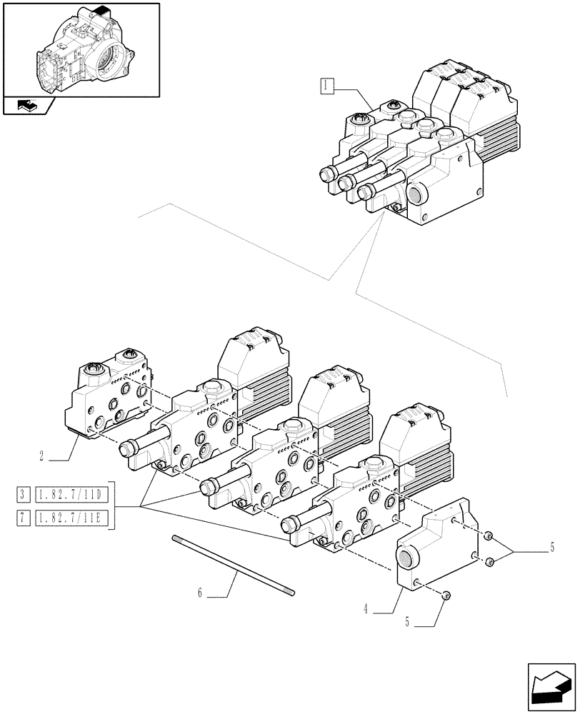 Схема запчастей Case IH PUMA 115 - (1.82.7/11B) - ELECTRONIC MID MOUNTED VALVES 3 SLICE - BREAKDOWN (VAR.330561-333821) (07) - HYDRAULIC SYSTEM