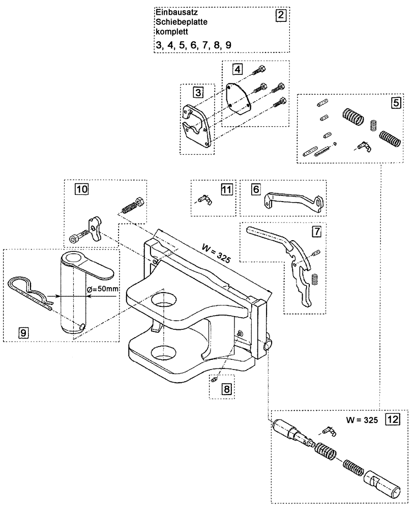 Схема запчастей Case IH C55 - (09C-14[01]) - TRAILER HITCH FOR ITALY (09) - CHASSIS/ATTACHMENTS