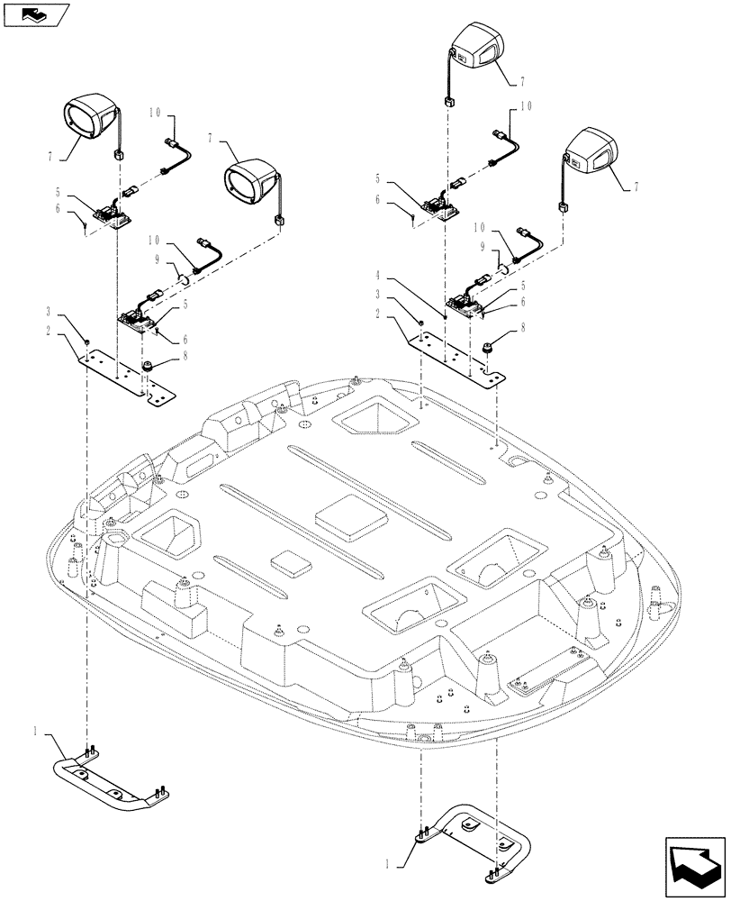 Схема запчастей Case IH STEIGER 350 - (55.404.10[01]) - WORK LIGHT - LATERAL HID (55) - ELECTRICAL SYSTEMS